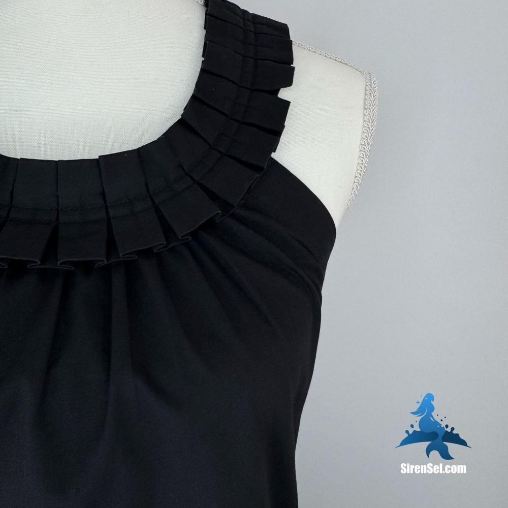 1274 J.Crew Pleated Ruffle Neck Sleeveless Blouse – Size 2 – Black - Picture 4 of 15